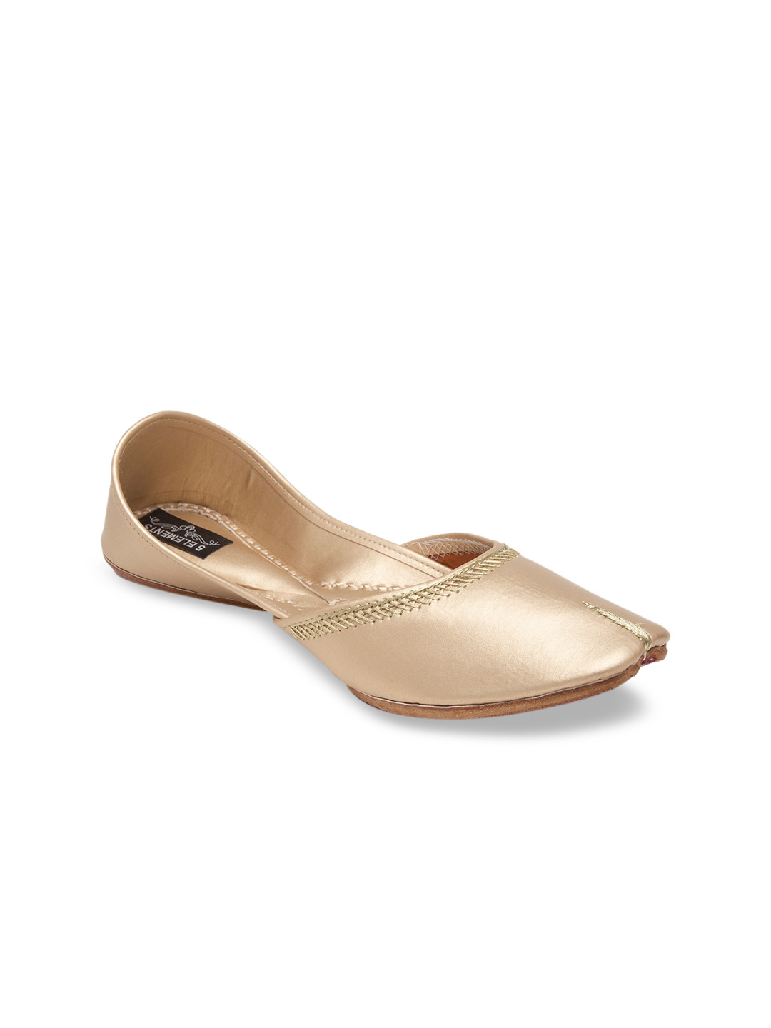 5 ELEMENTS Women Beige Ethnic Mojaris Flats