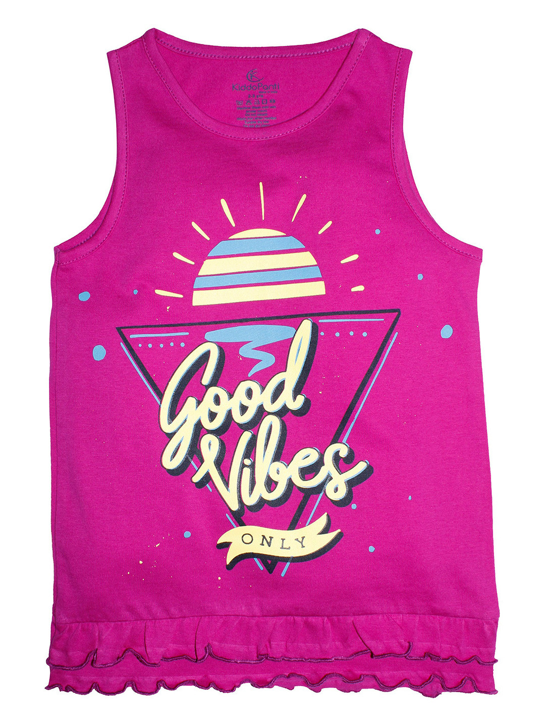 KiddoPanti Girls Purple & Yellow Typography Printed T-shirt