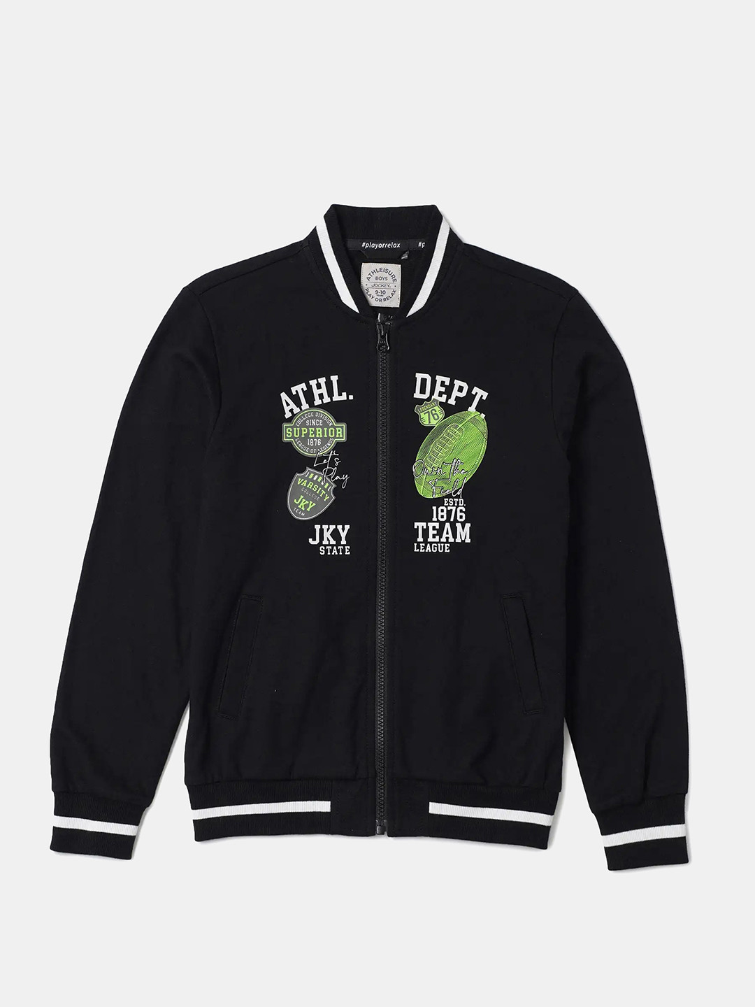 Jockey Boy Cotton Printed Full Sleeve Jacket With Convenient Side Pockets-AB38