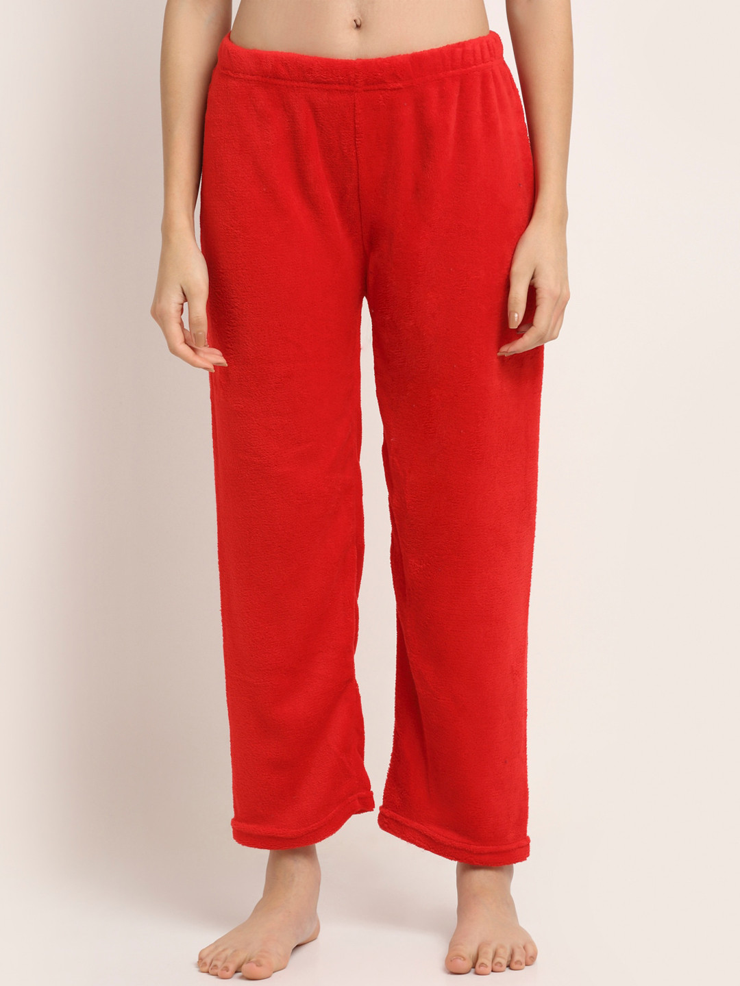 NEUDIS Women Red Solid Warm Fleece Lounge Pants