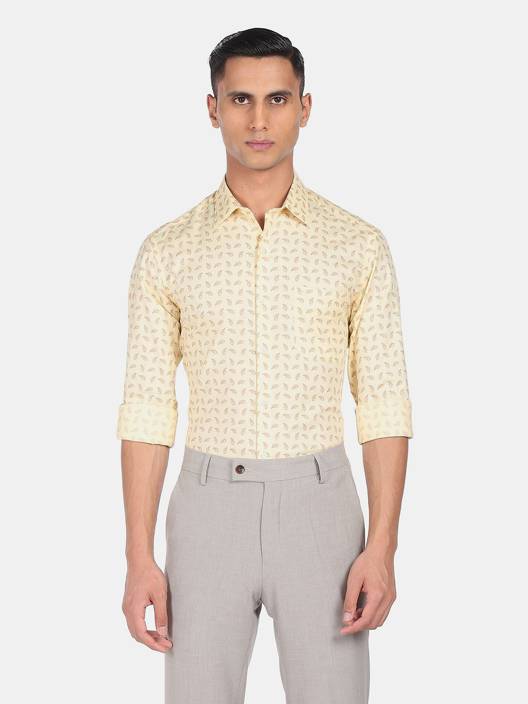 Arrow Men Beige Printed Semiformal Shirt