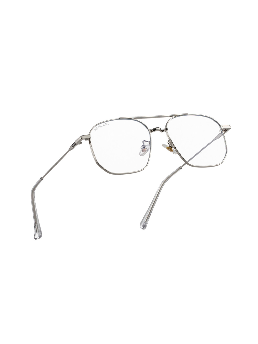 ROYAL SON Unisex Silver-Toned Full Rim Aviator Frames With Blue Ray Cut Lens