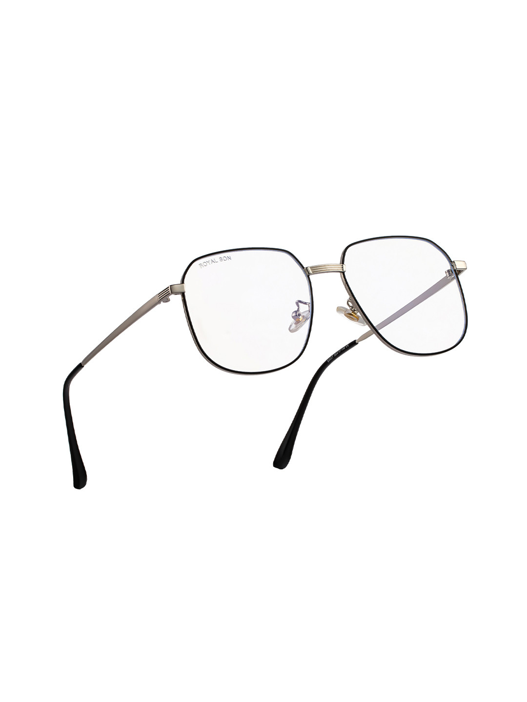 ROYAL SON Unisex Silver-Toned Full Rim Blue Ray Cut Lens Square Frames