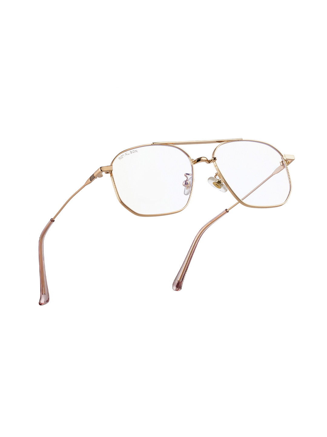 ROYAL SON Unisex Gold-Toned Full Rim Aviator Frames With Blue Ray Cut Lens