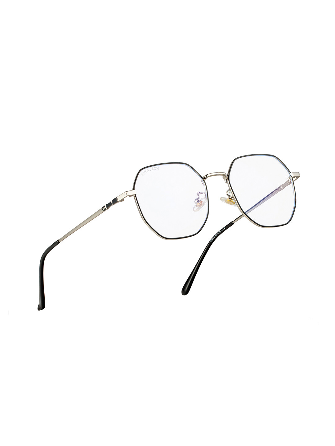 ROYAL SON Unisex Silver-Toned Full Rim Blue Ray Cut Lens Hexagonal  Frames