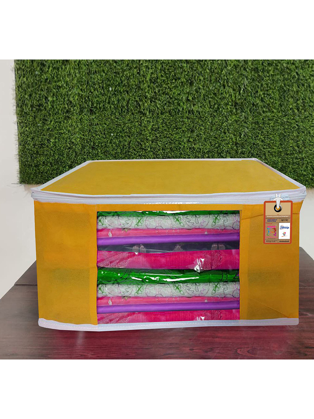 atorakushon Set Of 2 Yellow Solid Multi-Utility Organiser