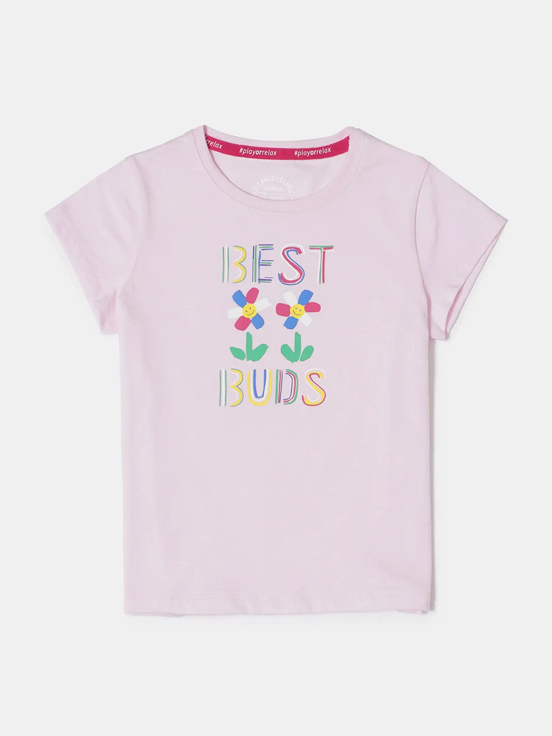 Jockey Girl's Super Combed Cotton Graphic Printed Round Neck Short Sleeve Tshirt-AG01
