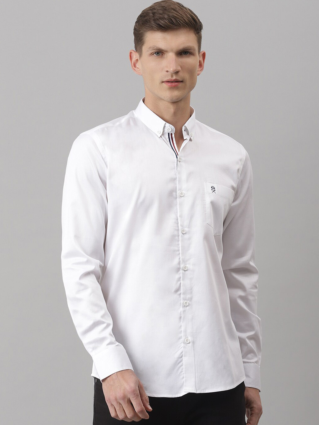 Thomas Scott Men White Relaxed Button-Down Collar Pure Cotton Casual  Shirt