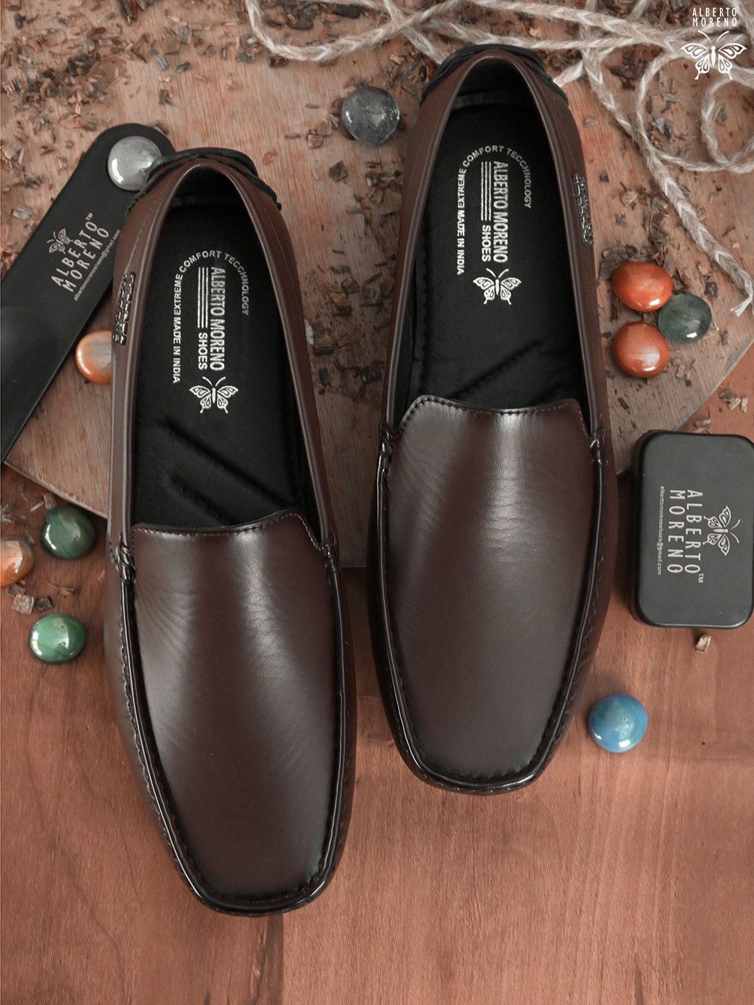 ALBERTO MORENO Men Brown Driving Shoes