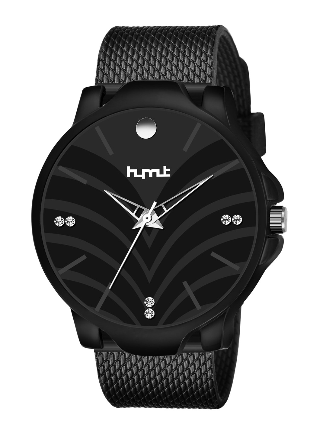 HYMT Men Black Printed Dial & Black Leather Straps Analogue Watch HMTY-5004