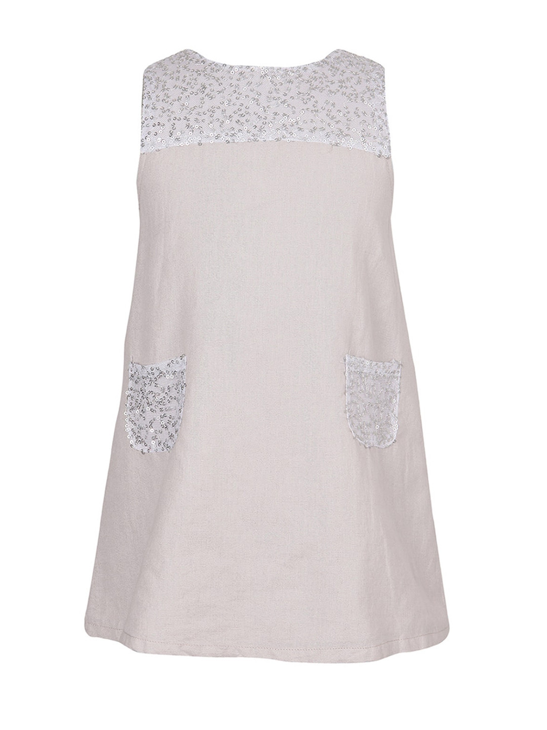 Miyo Beige Embellished Mermaid Sequin A-Line Dress