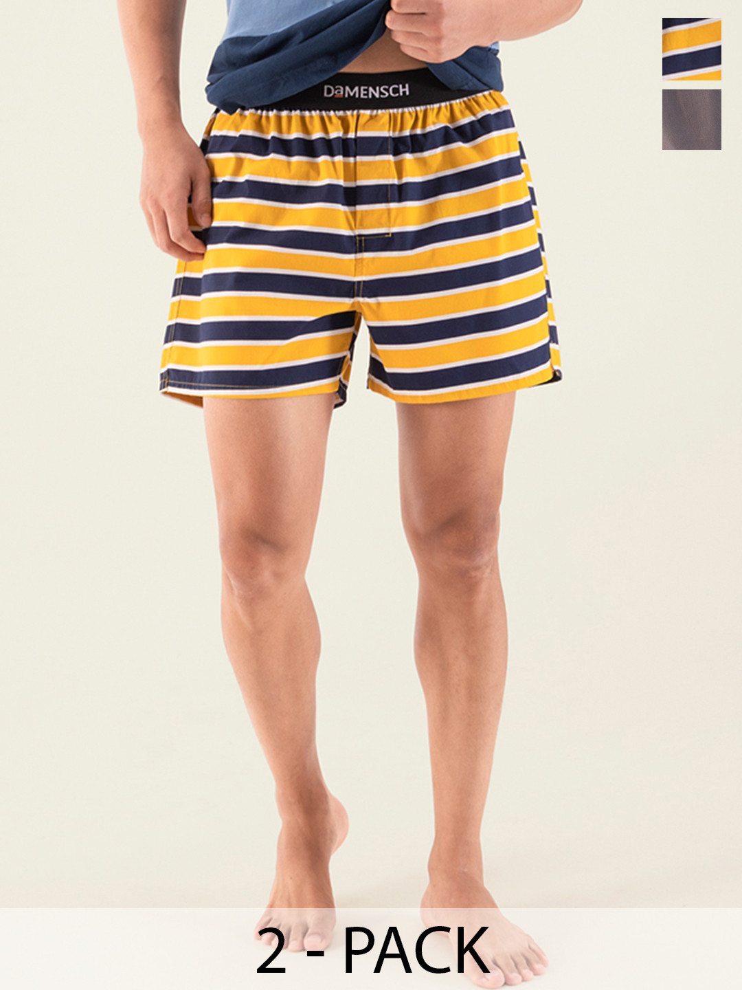 DAMENSCH Men Pack of 2 Assorted Ultra-Light Cotton Regular Fit Inner Boxer