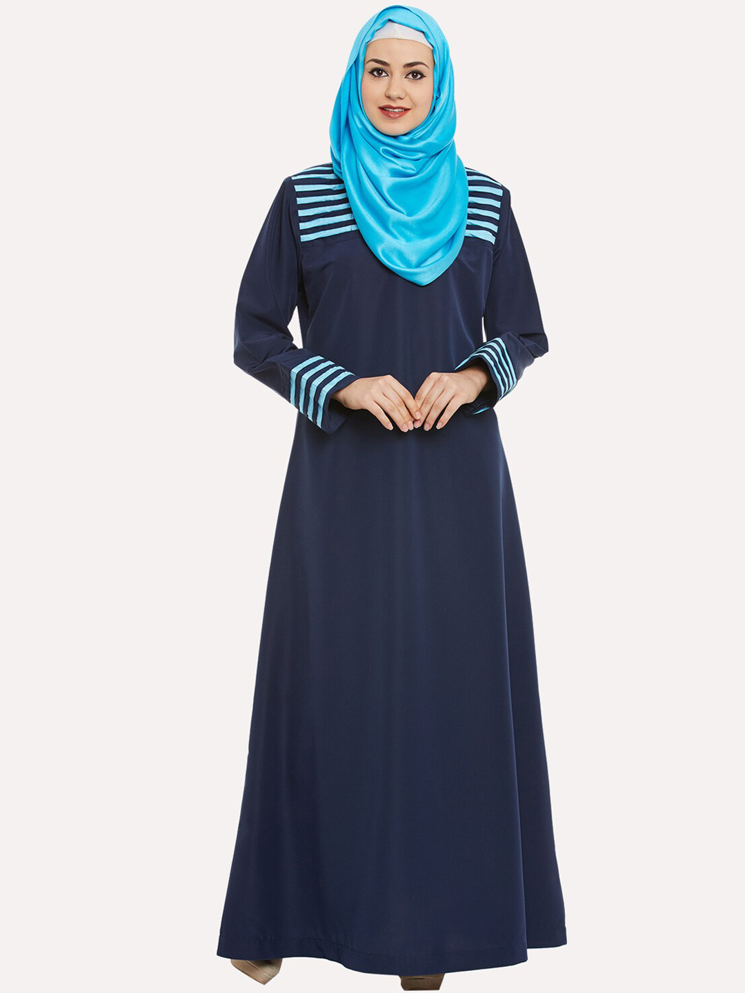 MOMIN LIBAS Women Blue Solid Solid Abaya
