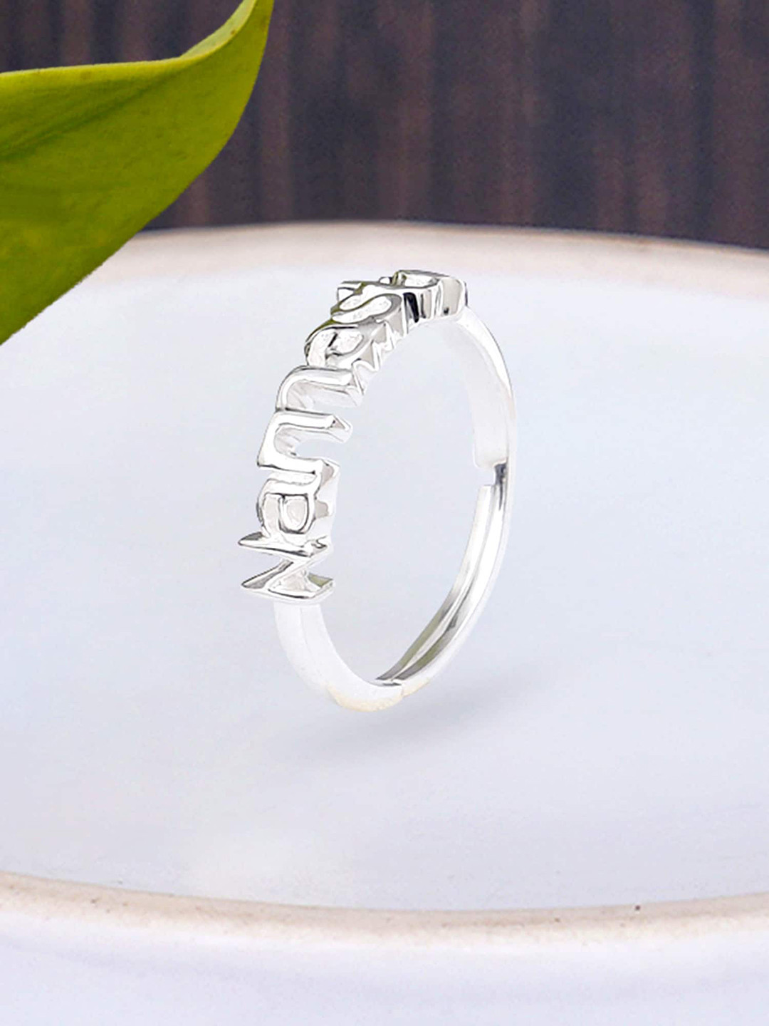 KUNUZ Silver-Plated & Design Detailed 925 Sterling Silver Finger Ring