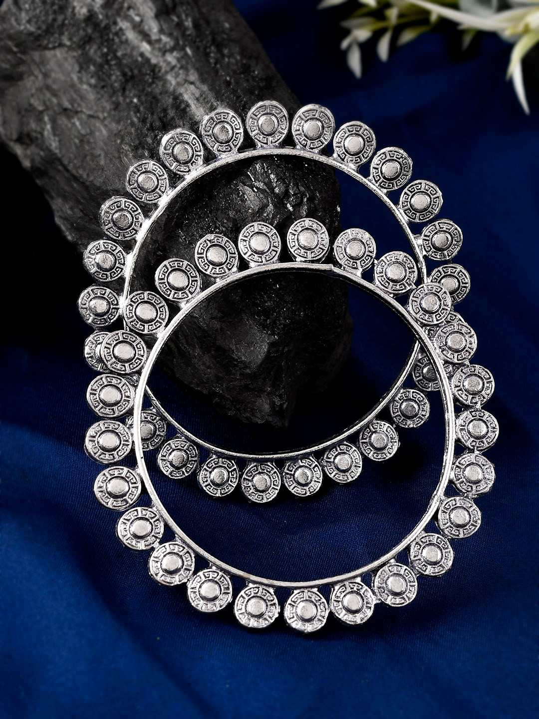 Silvermerc Designs Set Of 2 Oxidised Silver-Plated Bangles