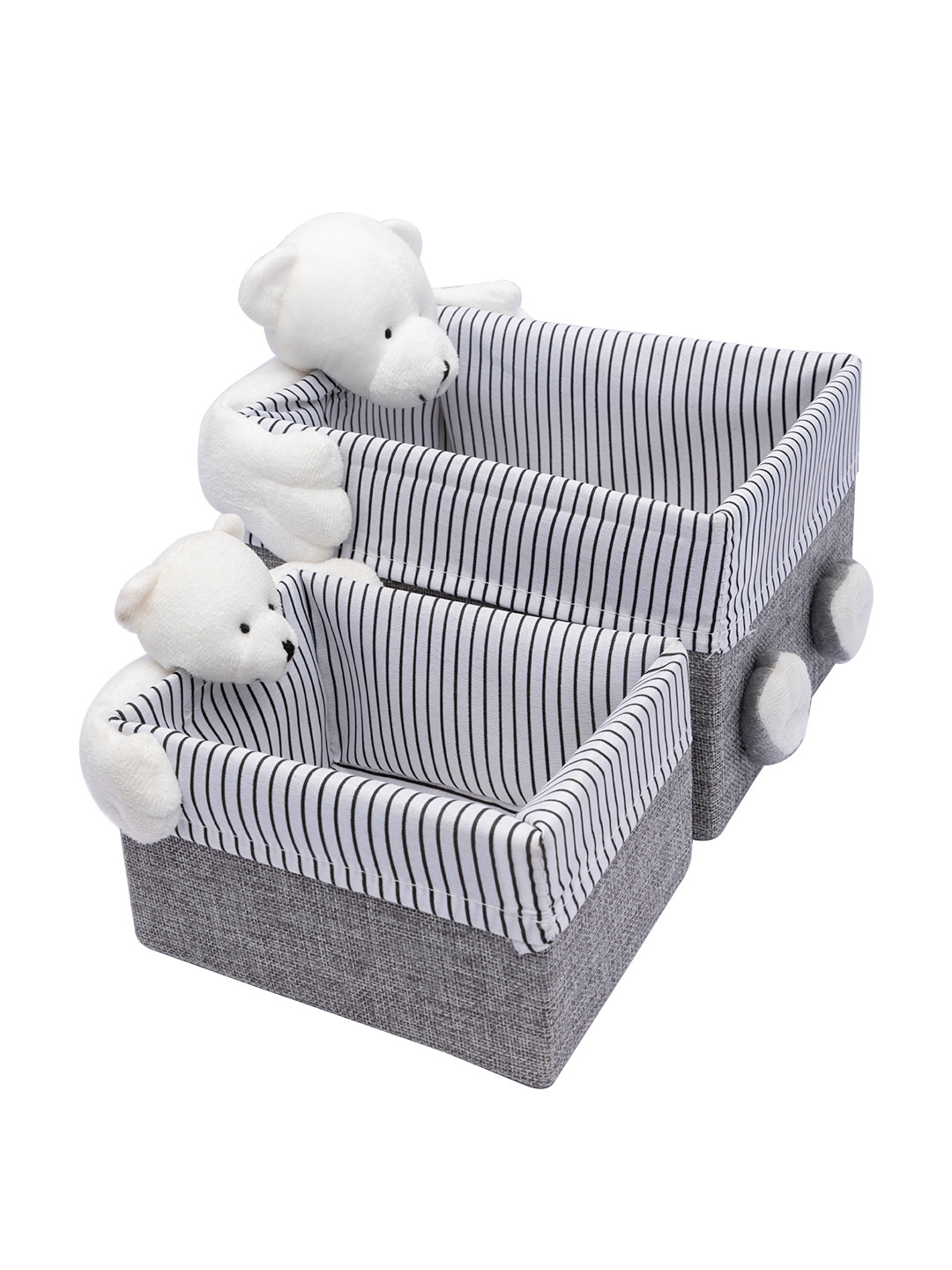 MARKET99 Set Of 2 Grey Fabric Basket Organizer