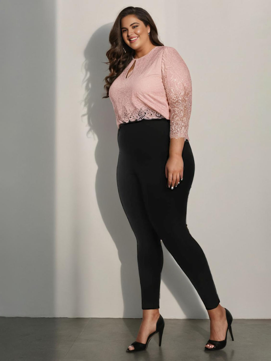 Amydus Women Plus Size Black Solid Tummy Shaper Jeggings