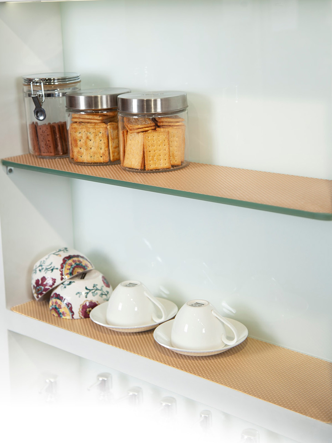 OBSESSIONS Beige Textured Non-Adhesive EVA Drawer & Shelf Liner
