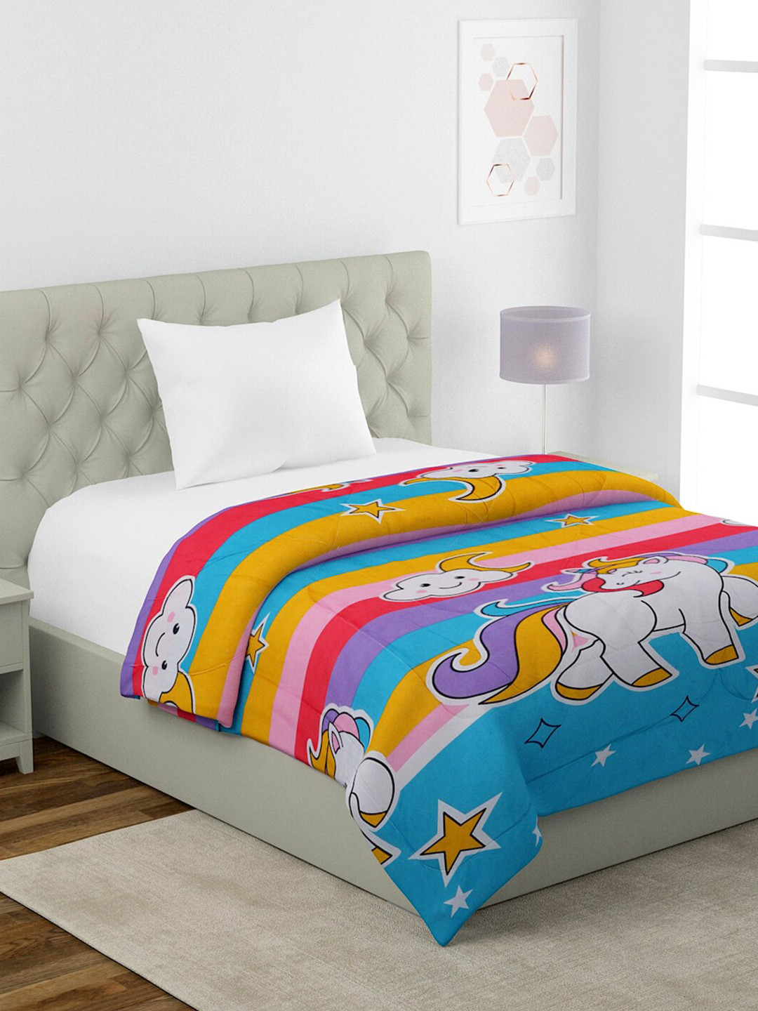 HOSTA HOMES Multicoloured Cartoon Characters AC Room 210 GSM Single Bed Comforter