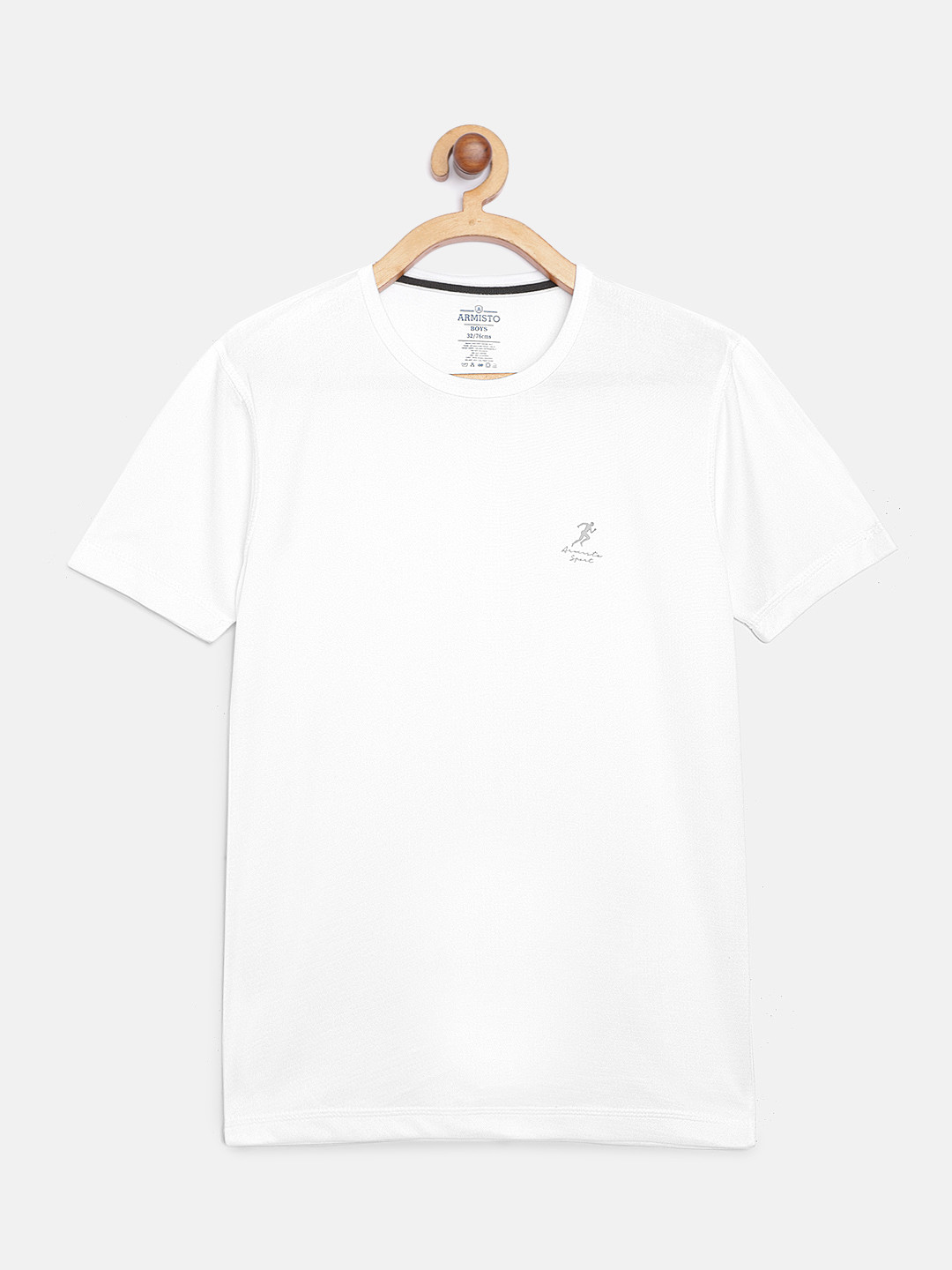 ARMISTO Boys White Solid Dri-FIT Cricket T-shirt