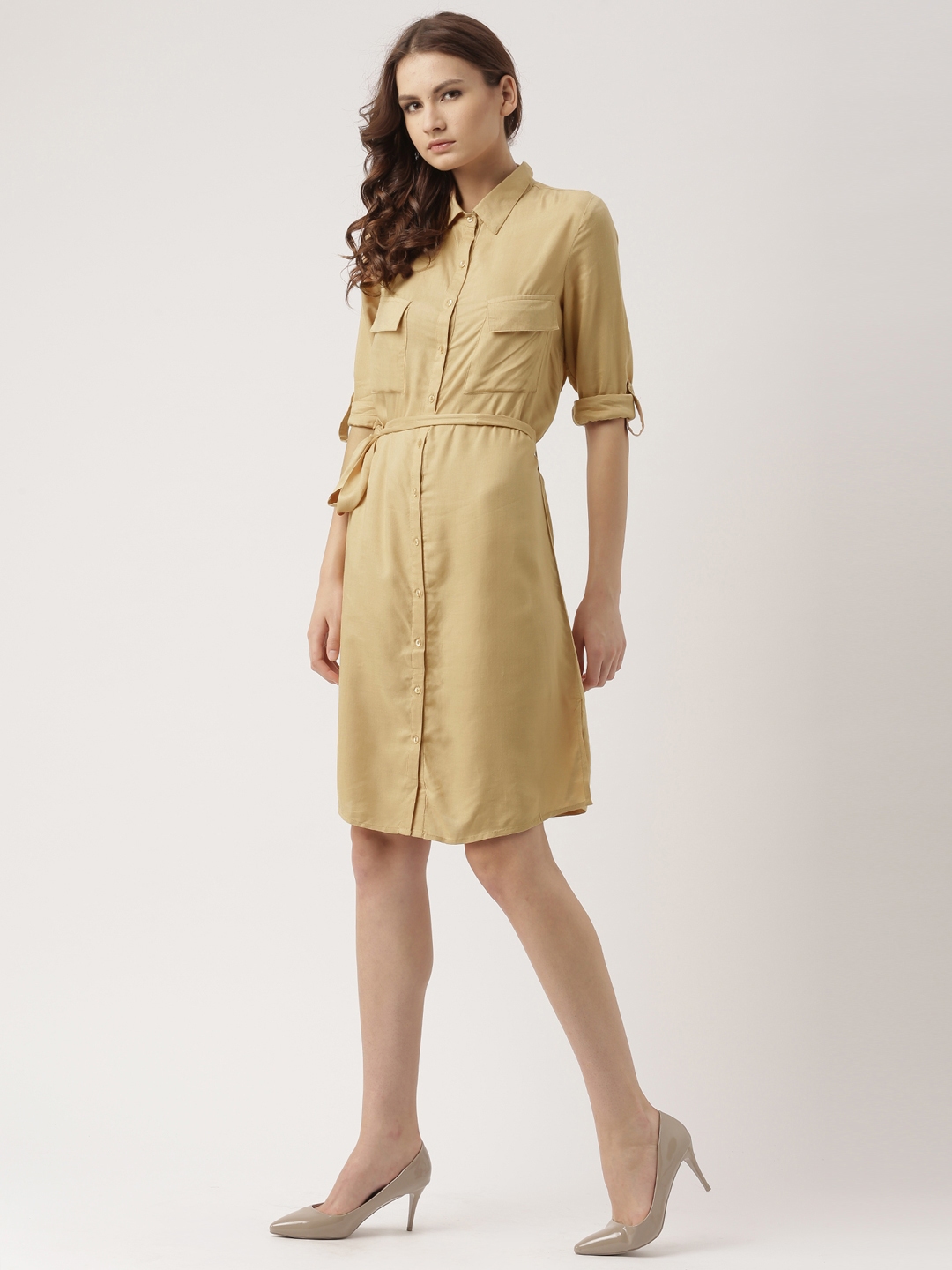 Ladies khaki hot sale shirt dress