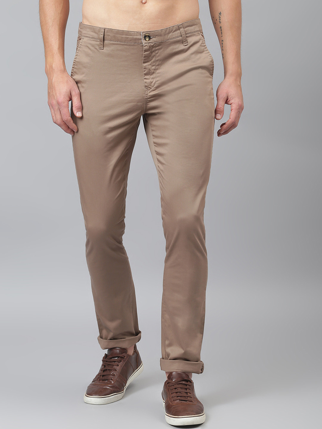 Thomas Scott Men Brown Easy Wash  RegularTrousers
