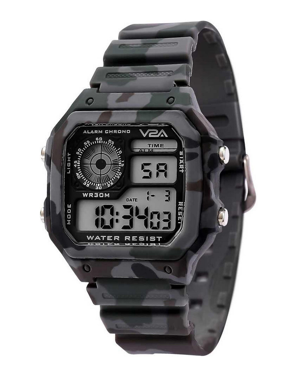 V2A Men Grey Dial & Camouflage Printed Straps Digital Multi Function Watch V2A-1299-Grey-Camo