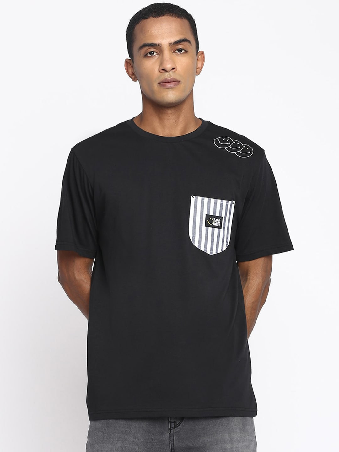 Lee Men Black Printed Relaxed Fit T-shirt