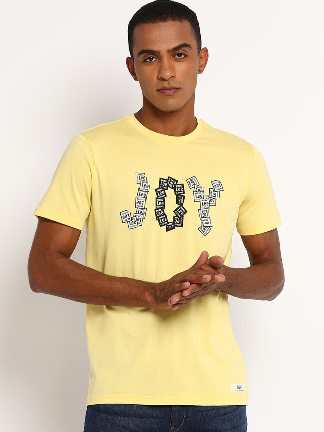 Lee Men Yellow Printed Slim Fit T-shirt