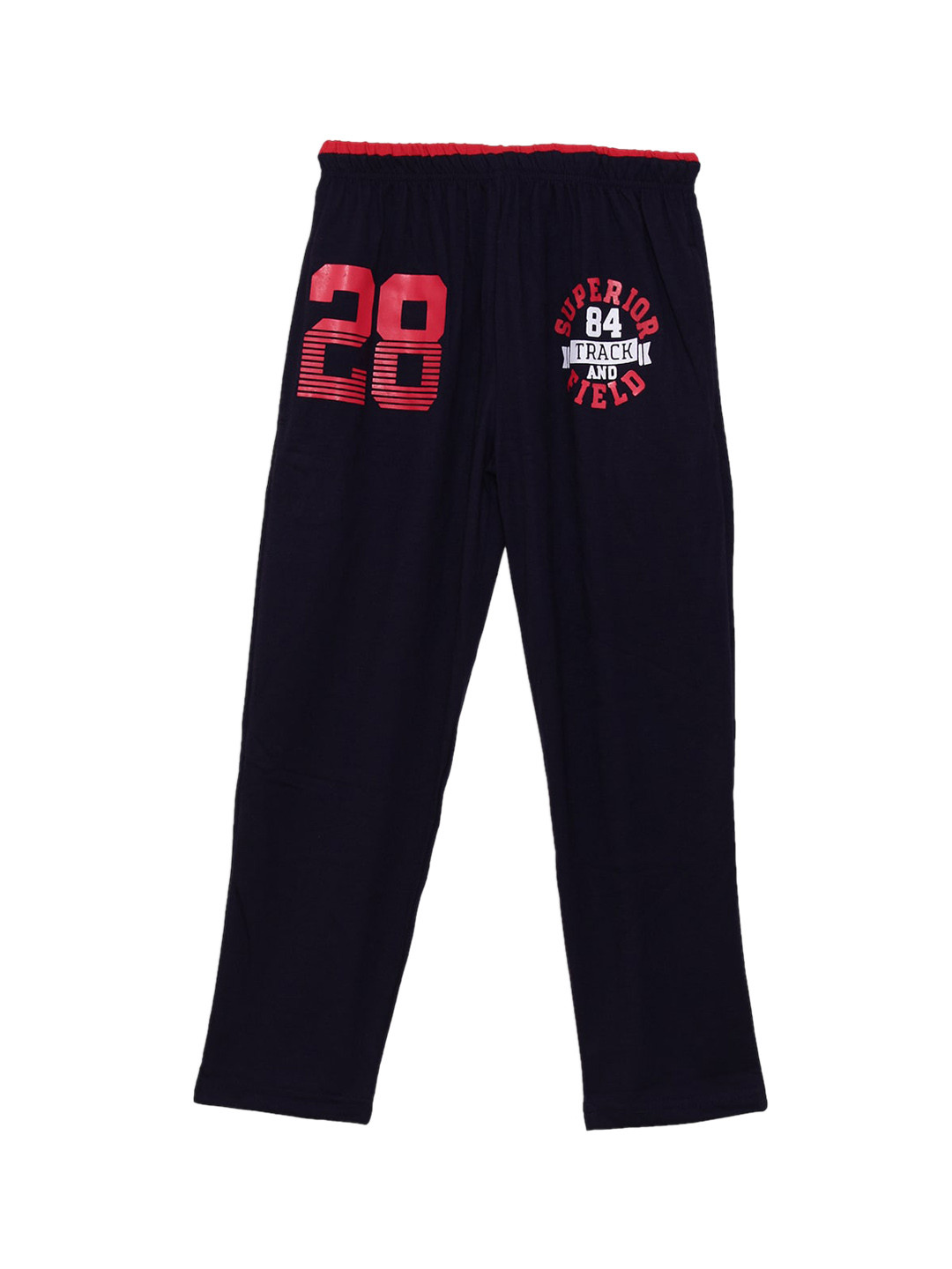 Fashionable Girls Navy Blue Printed Pure Cotton Track Pants