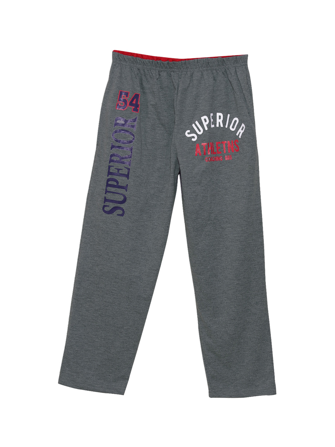 Fashionable Girls Charcoal Grey Printed Pure Cotton Track Pants