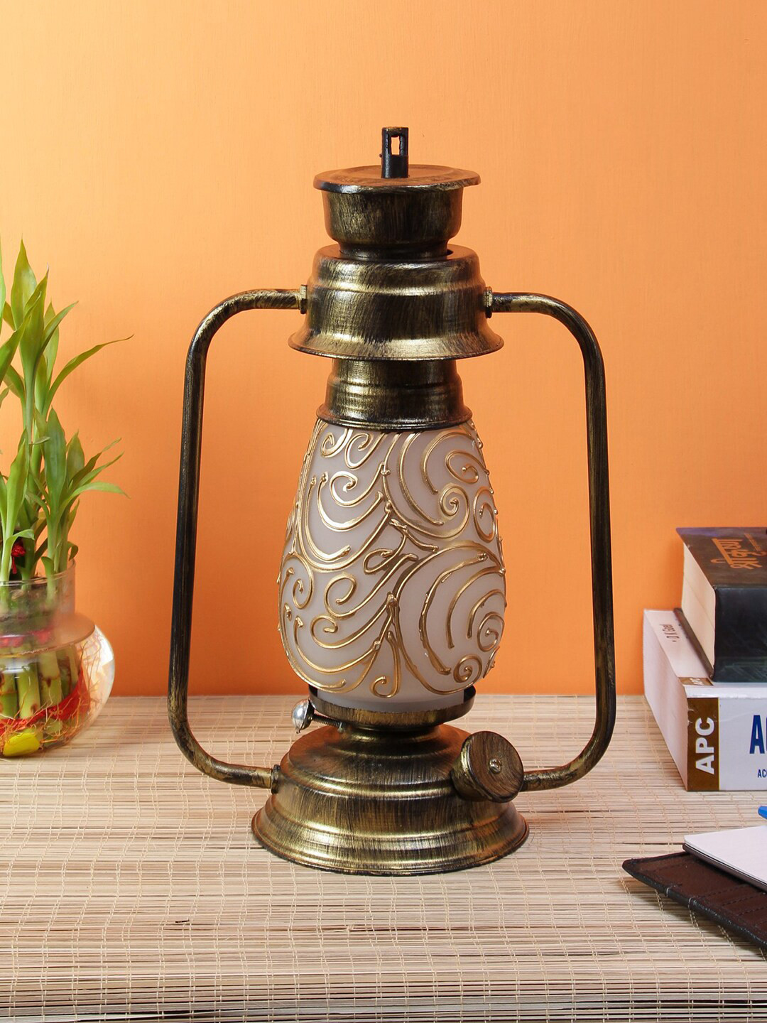 Devansh Golden Mosaic Lantern Table Lamp