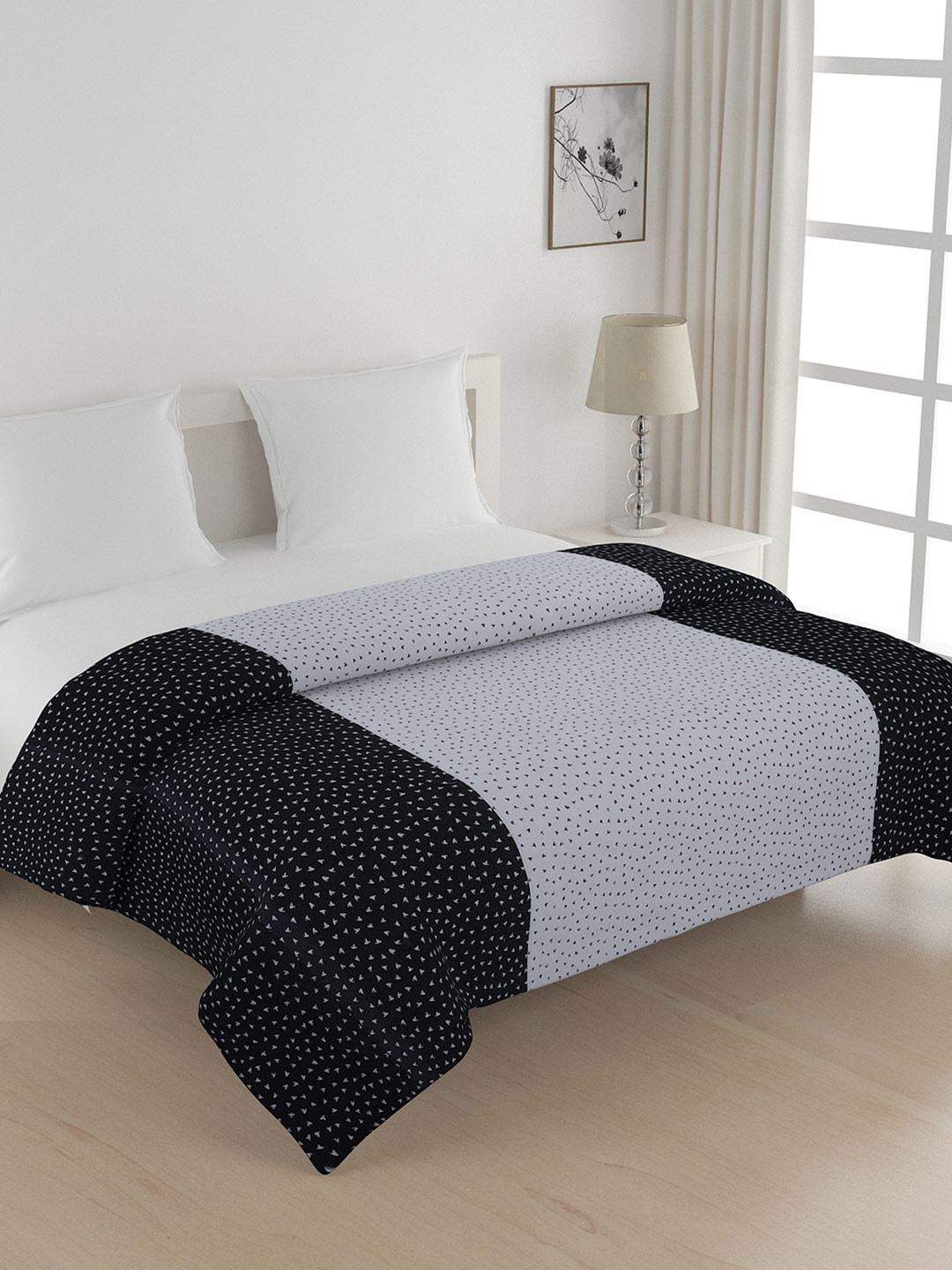 SWAYAM Black Printed AC Double Comforter