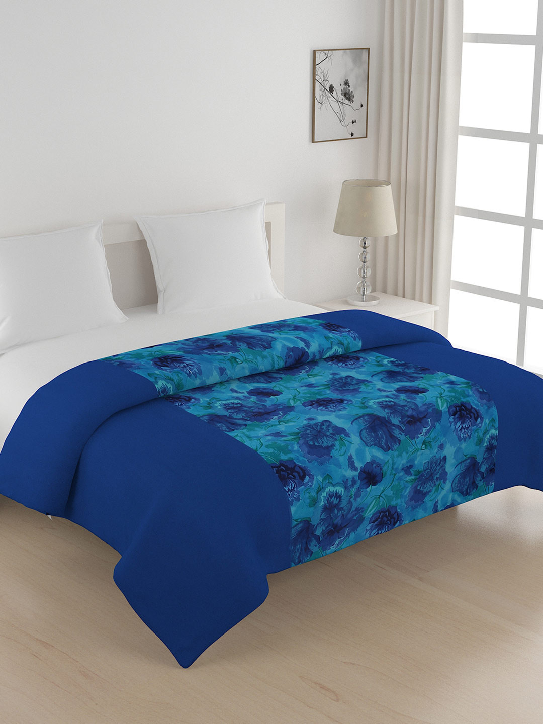 SWAYAM Blue Floral Print AC Double Comforter