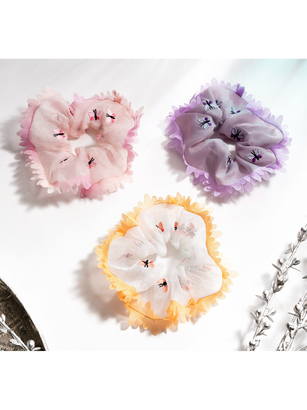 MASQ Women Purple & Orange Set of 3 Hair Accessory Set