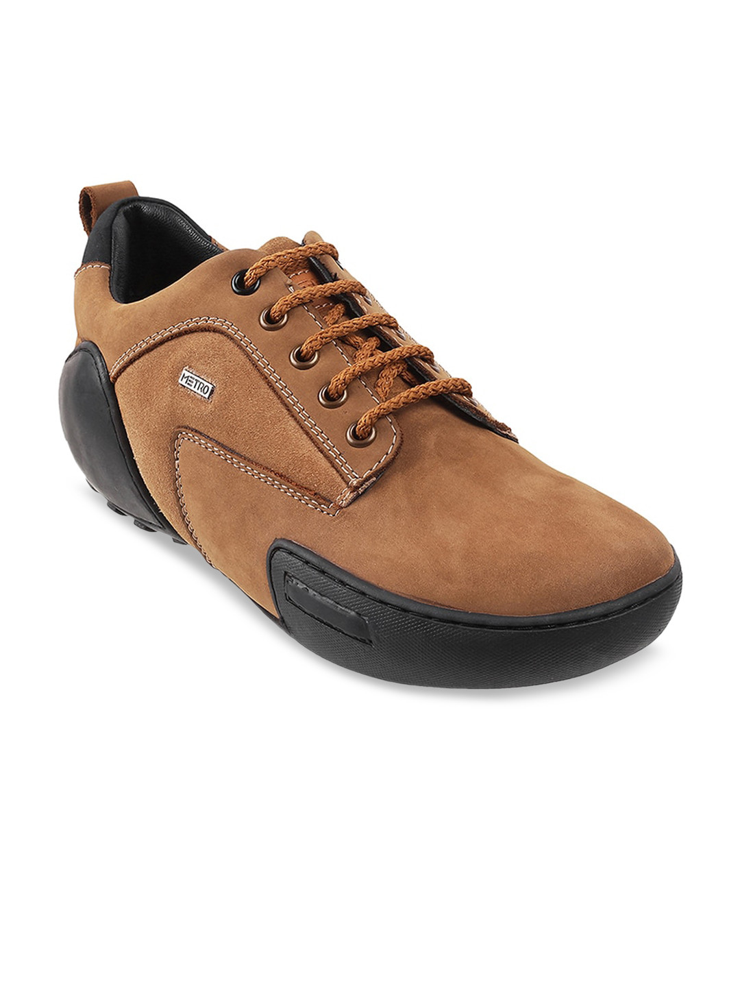 Metro Men Camel Brown Suede Sneakers