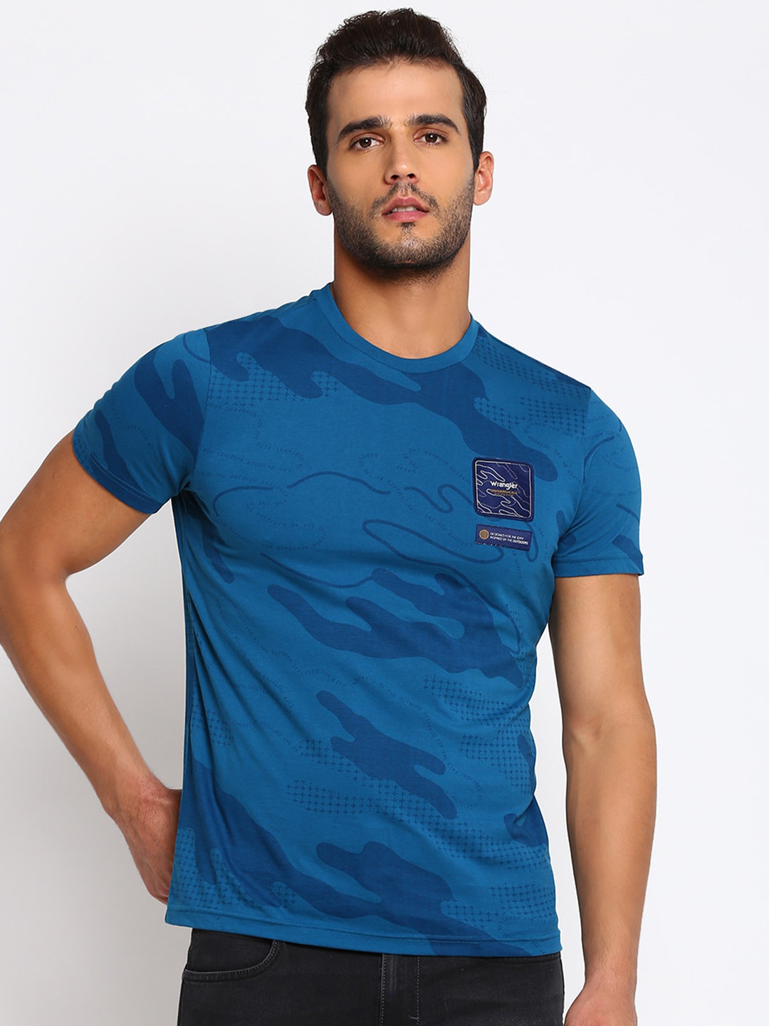 Wrangler Men Navy Blue Printed T-shirt