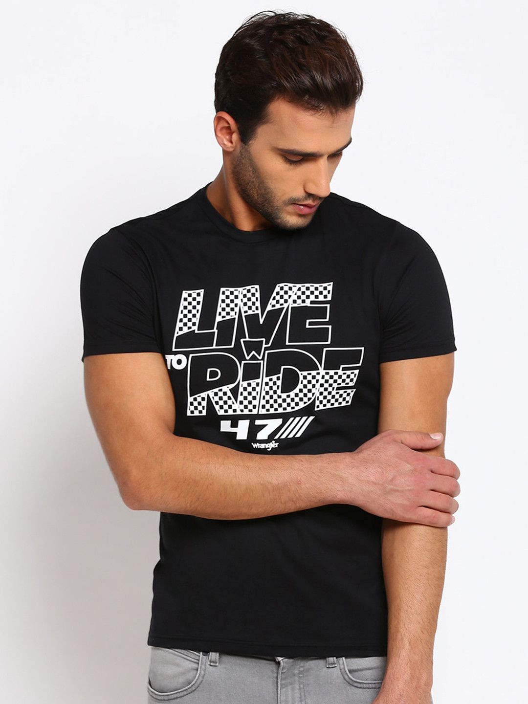 Wrangler Men Black Typography Printed T-shirt