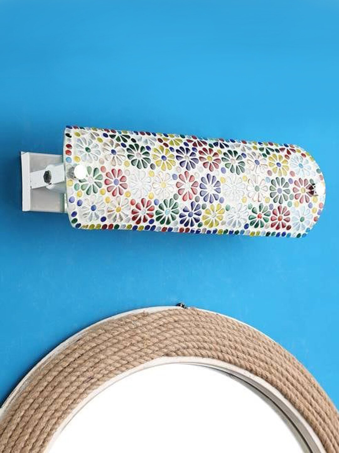 Fos Lighting Multicolored Flowers Printed Double Wall Light