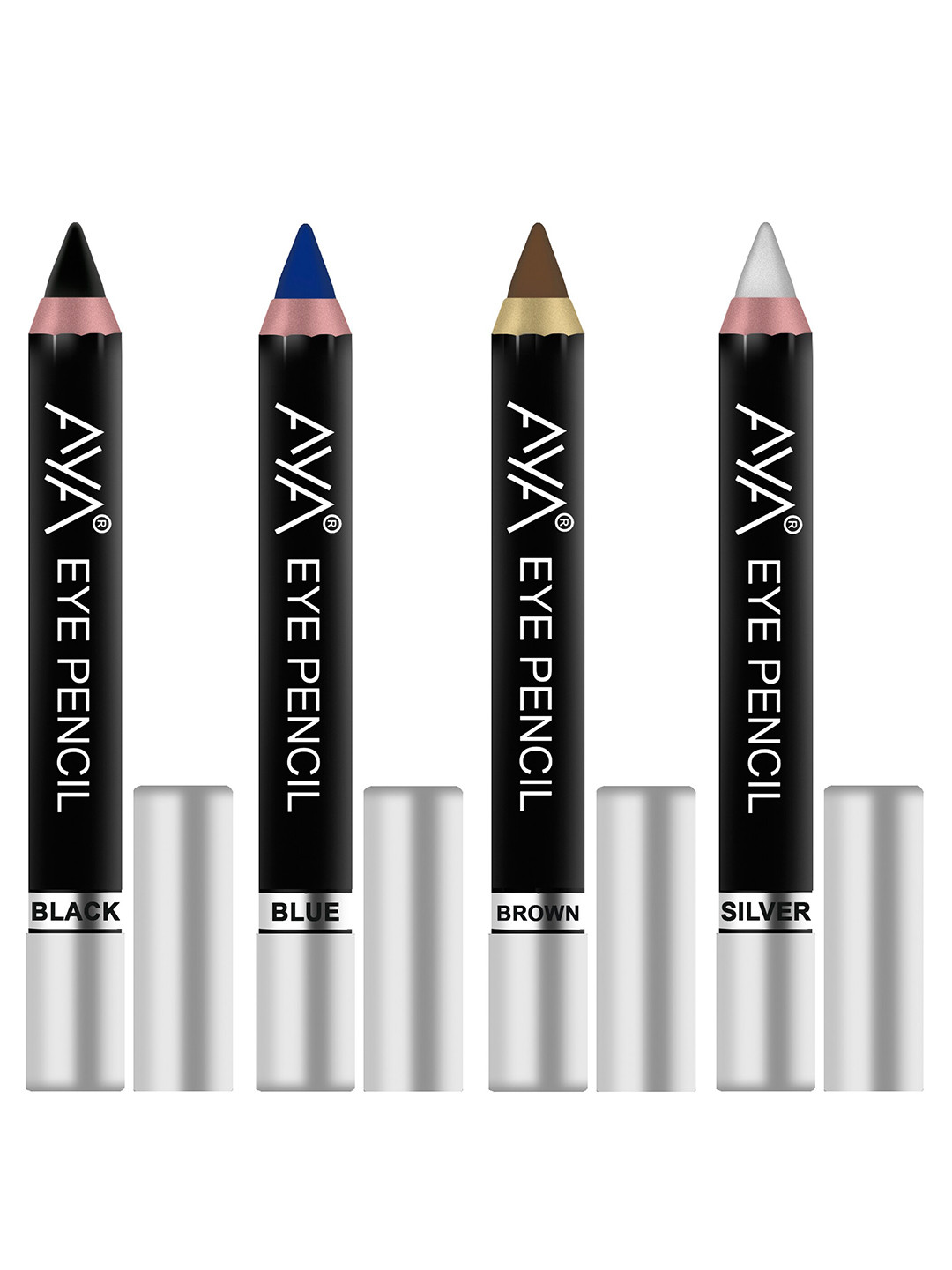 AYA Set of 4 Eye Liner Kajal Pencils in Black, Blue, Brown, Silver