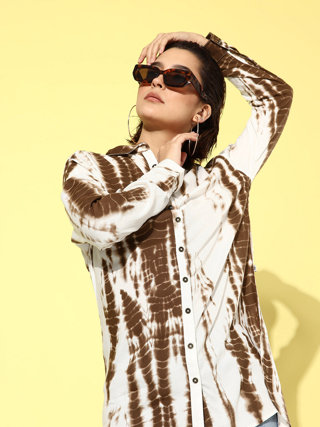 The Roadster Life Co. Chocolate Brown Printed Emo 2.0-Once Upon a Sleeve Casual Shirt