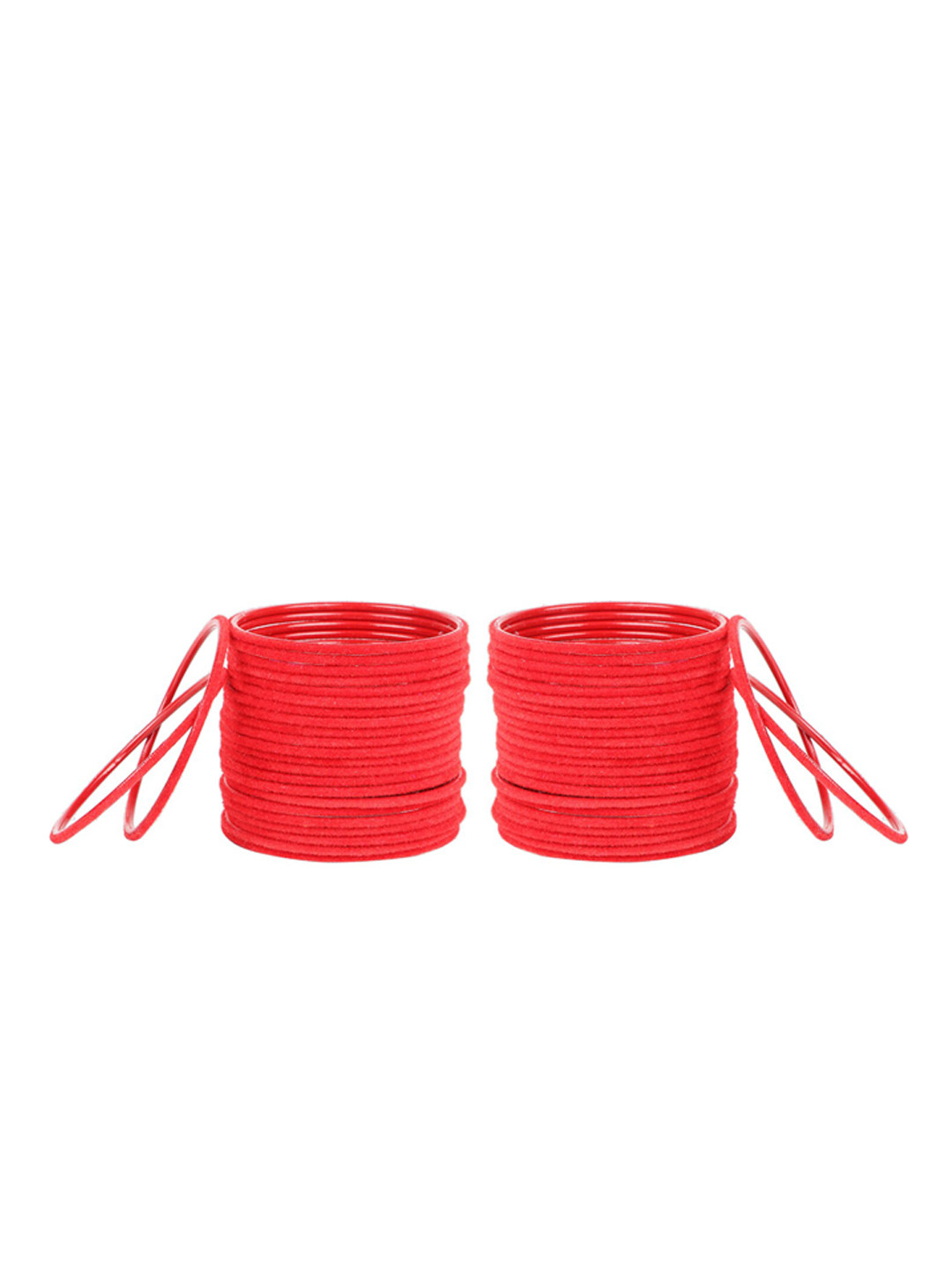 Arendelle Set Of 48 Red Solid Velvet Bangles