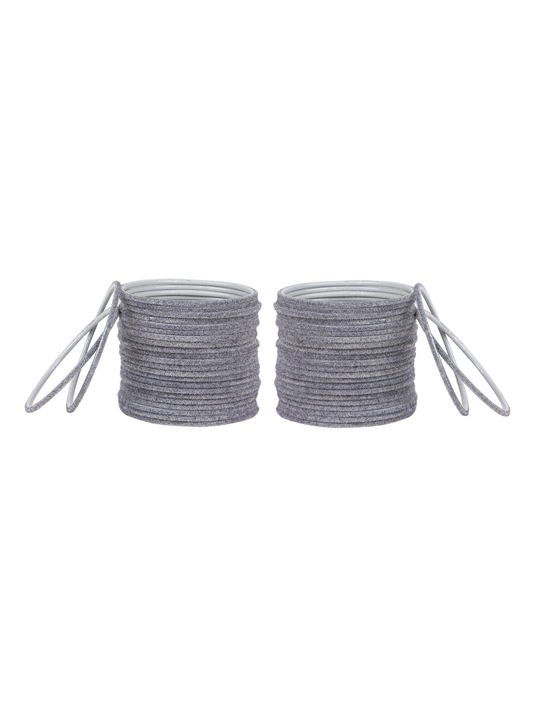 Arendelle Woman Set Of 48 Grey Solid Velvet Bangles