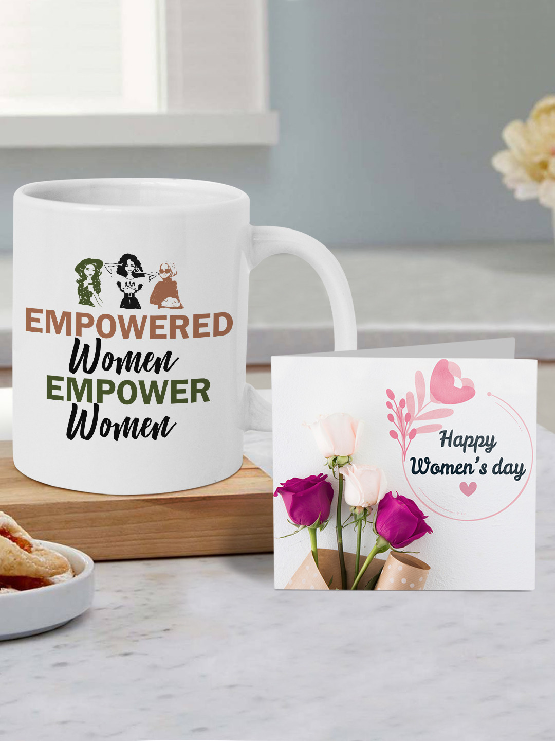 TIED RIBBONS White Women's Day Special Printed Coffee Mug with Card