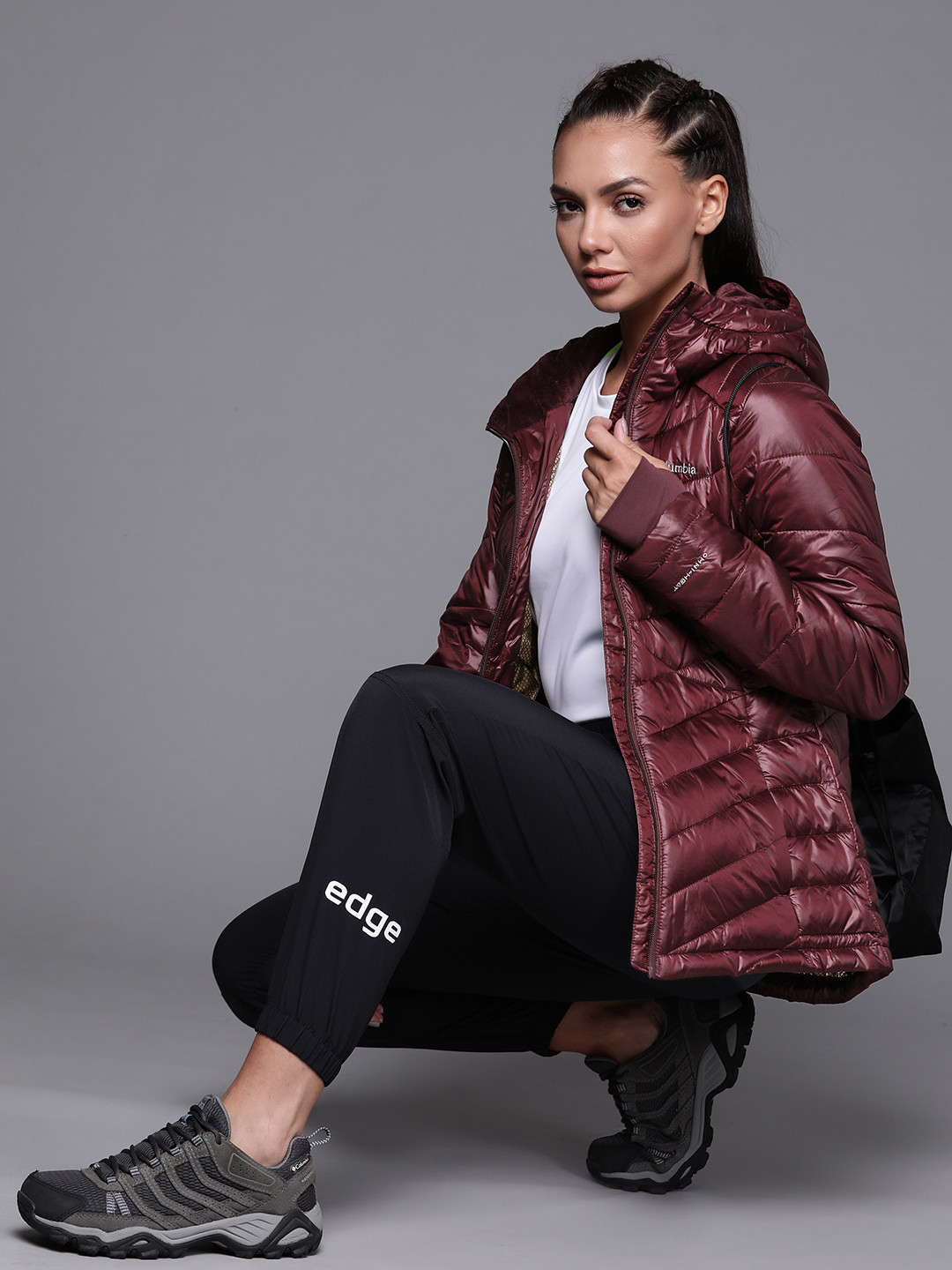 Columbia Women Maroon Insulator Hiking Padded Jacket