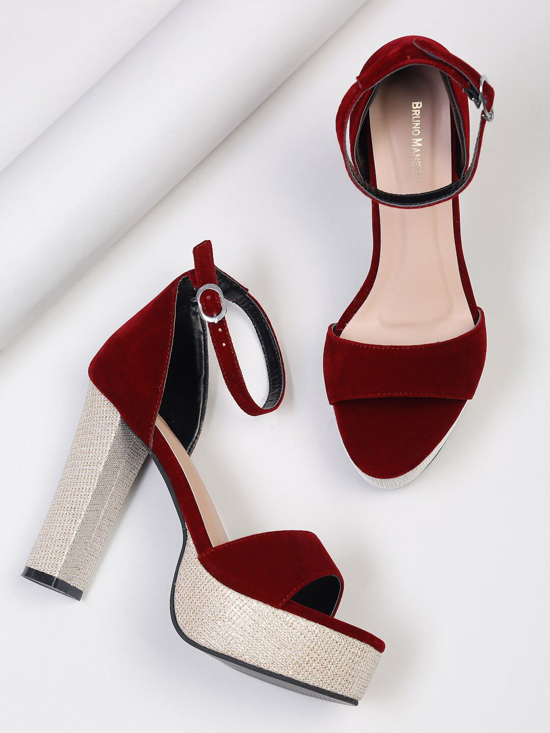 Bruno Manetti Red Suede Platform Sandals