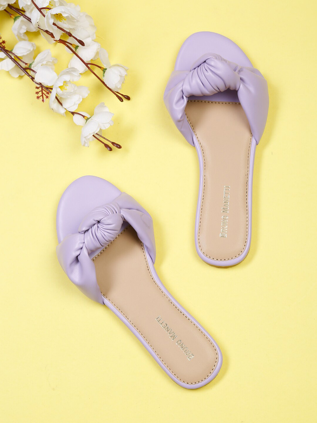 Bruno Manetti Women Purple Embellished Open Toe Flats