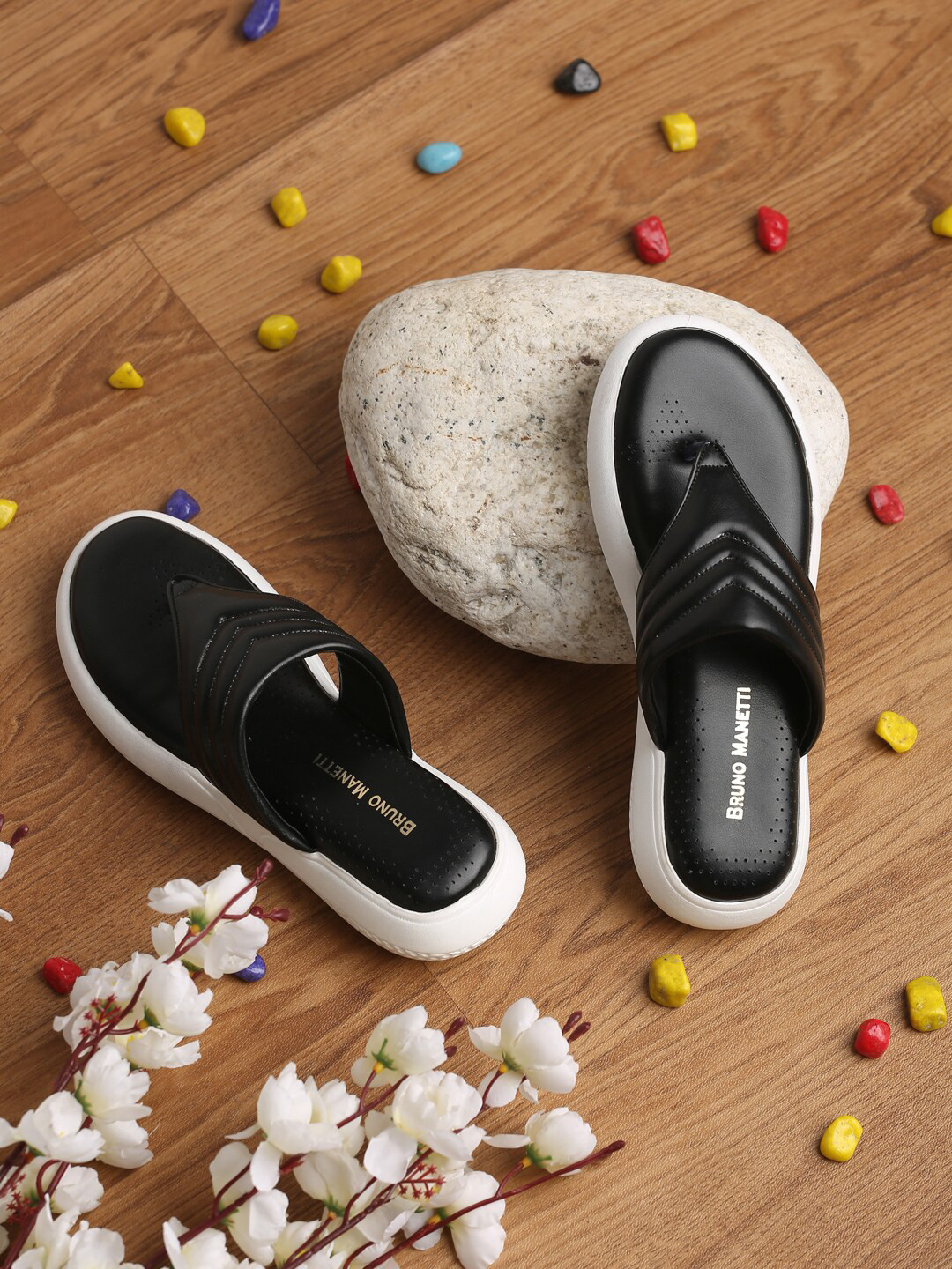 Bruno Manetti Women Black Thong Flats