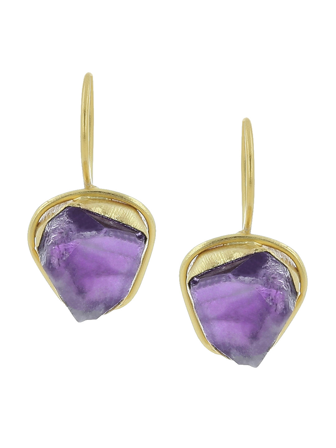 EL REGALO Gold-Toned & Purple Geometric Drop Earrings