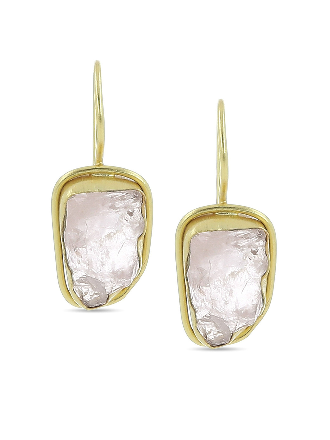 EL REGALO Gold-Plated White Quartz Drop Earrings